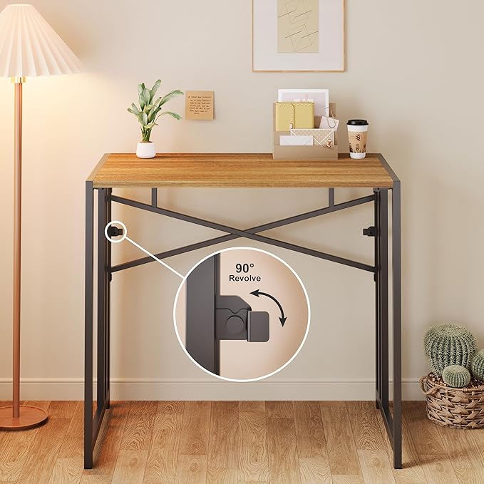 Narrow Folding Computer Desk 35 inch, Writing Gaming Computer Camping Desk, Espresso
