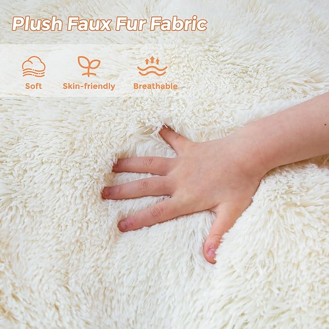 MAXYOYO Kids Bean Bag Chair, Stuffed Faux Fur Bean Bag for Toddler, Ultra Soft Floor Sofa with High-Density Foam Filling, Lazy Chair for Living Room, Playroom, Nursery Room
