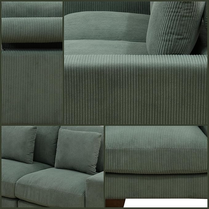 Sectional Couches for Living Room, Loveseat Sofa Comfy Cloud Couch with Deep Seats, Lounge Modern Living Room Furniture for Small Space, Green