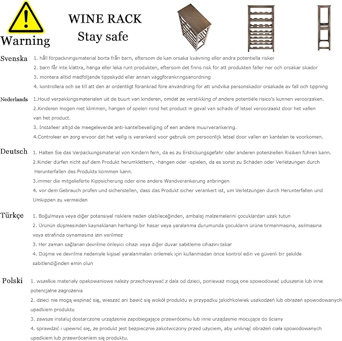 24 Bottle Wine Rack Freestanding Floor, 6 Tier Wine Display Storage Shelves with Tabletop, Bamboo Wine Bottle Holder Stand with Wave Bars for Kitchen Dining Room Pantry, Black