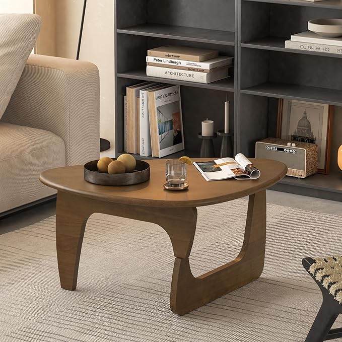 Mid Century Modern Coffee Table, Solid Wood Triangle Coffee Table for Living Room, Modern Tea Table for Home, 35.4x23.6x16.5