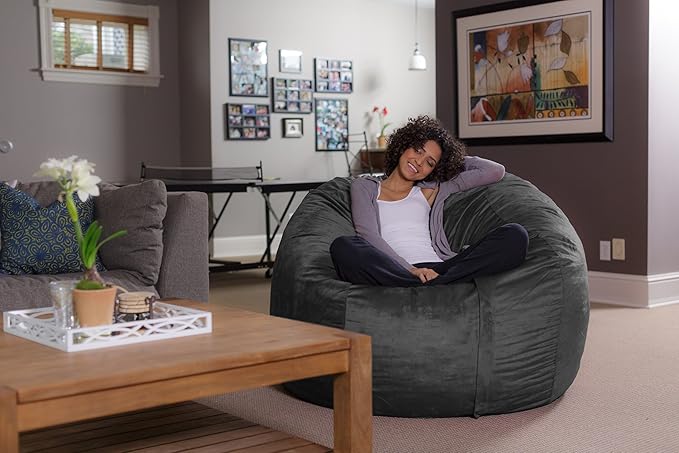 Sofa Sack Bean Bag Chair - Plush, Ultra Soft - Memory Foam Bean Bag Chair with Microsuede Cover - Stuffed Foam Filled Furniture and Accessories for Dorm Room 5 Feet - Charcoal