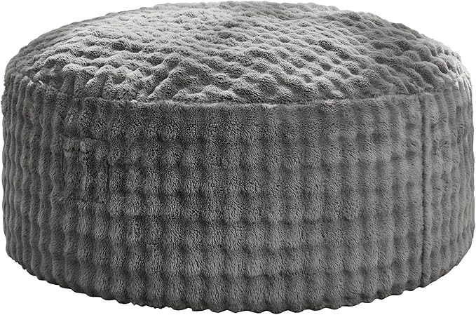 Hobestluk Bean Bag Chairs 4ft Beanbag Chair with Filler Adult Bean Bags with Fluffy & Machine Washable Cover, Giant Bean Bag Chairs for Adults (Grey, 4FT-44" x 44" x 24")