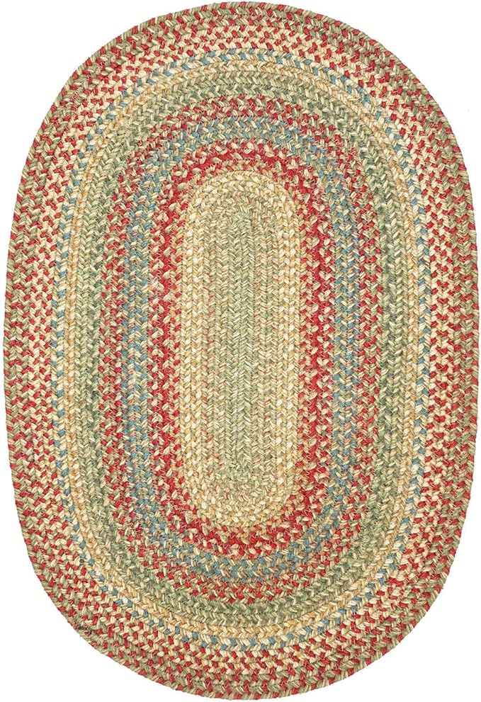 Homespice Azalea Multicolor Oval Braided Rugs, Jute, 8x10' - Perfect Country Primitive Decor for Bedroom, Living Room, Everywhere
