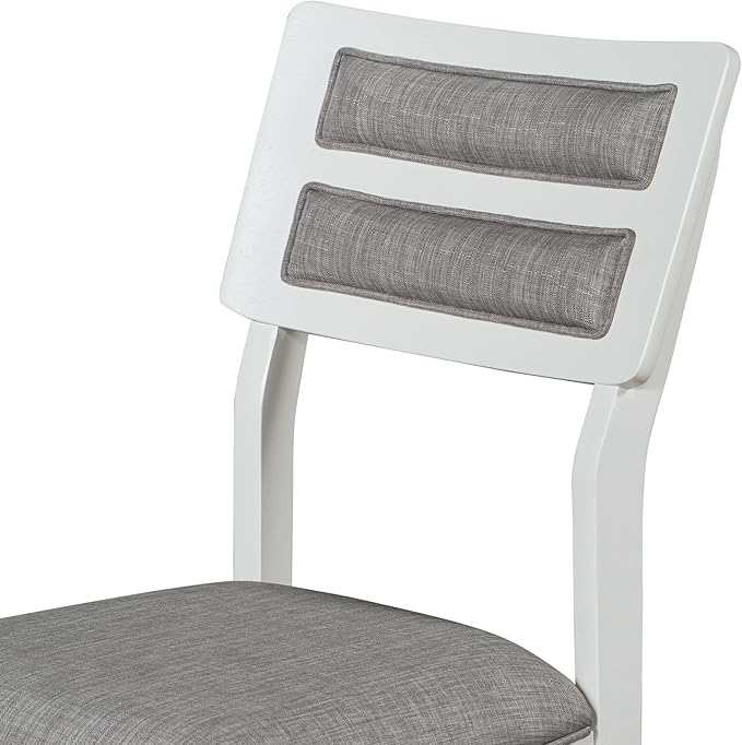 Ball & Cast 6-Piece Dining Table Set for 6,Kitchen Table Set W/ 4 Upholstered Chairs & 1 Bench,Living Room Furniture W/ 60" Rectangle Table & Foot Pad,for Dining Room,Kitchen,Restaurant,White+Gray