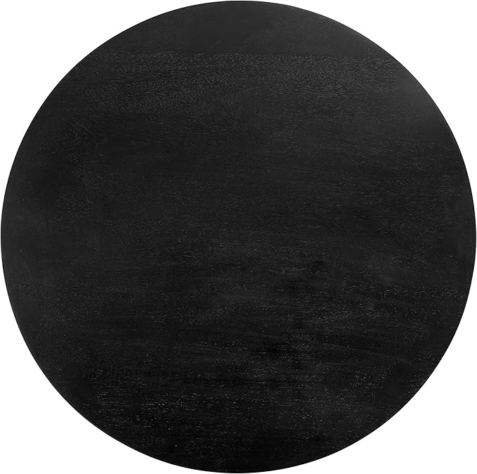 Kate and Laurel Aja Modern Round Wood Coffee Table; 26 Inch Diameter; Black; Decorative Contemporary Transitional Coffee Table for Hosting; Storage; and Display