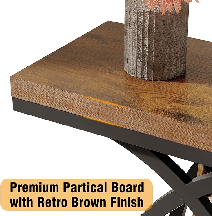 GiftGo Narrow Console Table for Entryway Industrial 3-Tier Sofa Table Behind Couch with Circle Base Wooden Accent Wall Tables with Storage Shelves for Living Room, Hallway, Foyer (Rustic Brown)