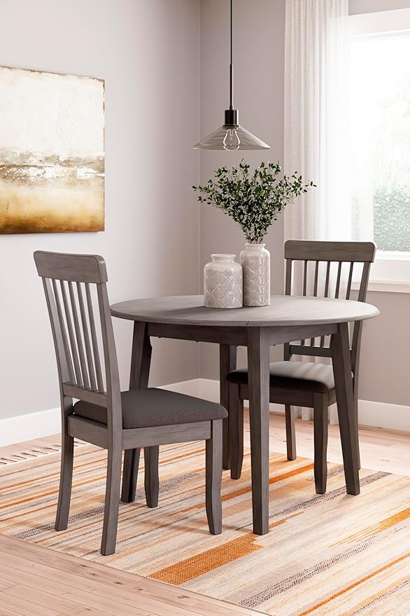 Signature Design by Ashley Shullden Casual Round Dining Small Drop Leaf Table, Seats up to 4, Gray