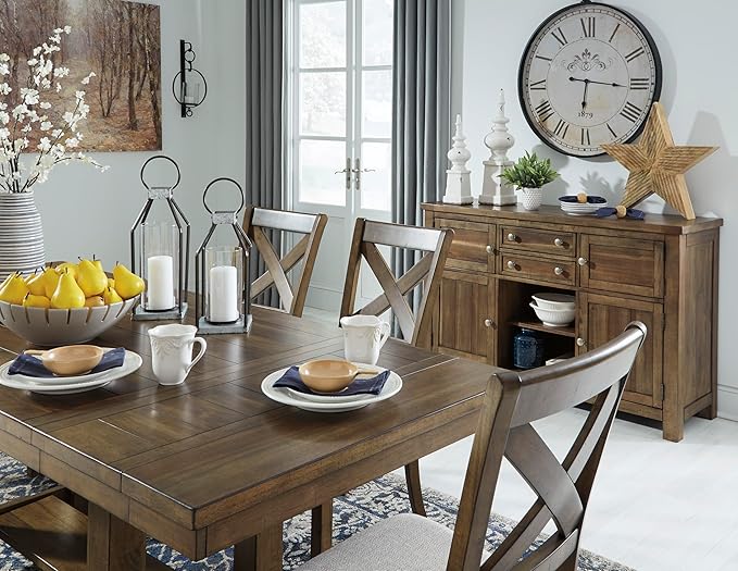 Signature Design by Ashley Moriville Farmhouse 36” x 30” Dining Extension Table, Seats up to 8, Brown
