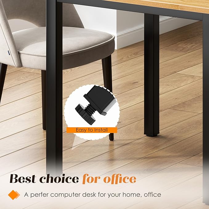 Need Small Square Dining Table- 31-1/2'' Sturdy and Heavy Duty Writing Desk for Small Spaces and Writing Table Desk, Teak Color Desktop & Black Frame AC3BB(8080) Breakroom Table
