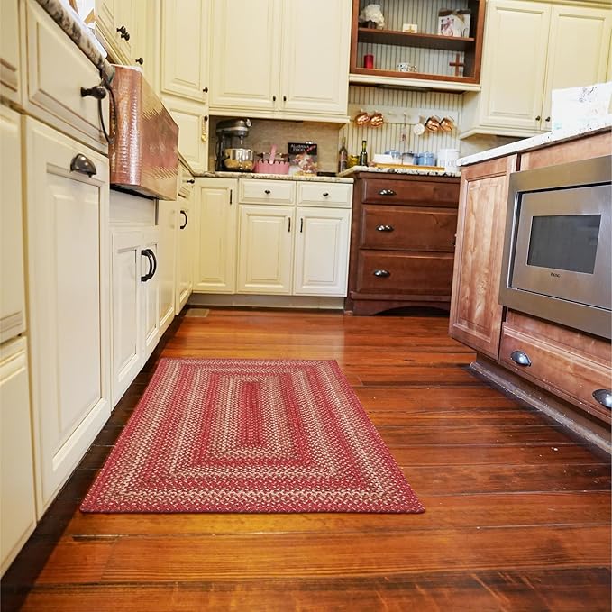 Homespice 22x72 Red Runner Braided Rug. Apple Pie Red Jute Rug. Uses- Entryway, Kitchen Rugs, Bathroom Rugs, Hallways Runner Rug. Reversible, Rustic, Country, Primitive, Farmhouse Decor