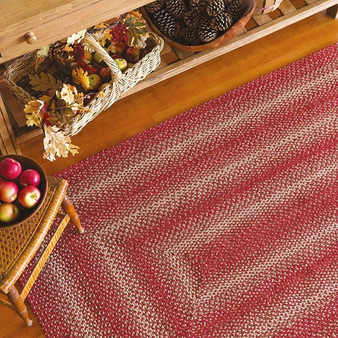 Homespice Apple Pie Red Jute Braided Rug 5x8' for Living Room, Bedroom Rug and Dining Room. Pet Friendly. Decor Styles- Farmhouse Rug, Rustic, Vintage, Cottage, Primitive, Country, Boho Rug