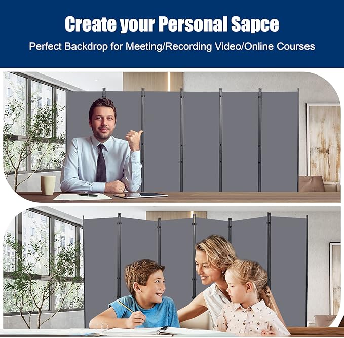 Room Divider 6FT Portable Room Dividers and Folding Privacy Screens, 132'' W Fabric Divider for Room Separation, 6 Panel Partition Room Dividers Freestanding Wall Divider Screen for Dorm Studio Office