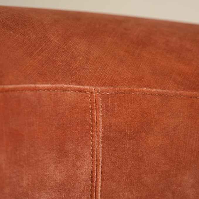 Acanva Luxury Modern Tight Curved Back Velvet Sofa, Minimalist Style Comfy Couch for Living Room Apartment Reception Space, Tangerine Single Chair Set of 2