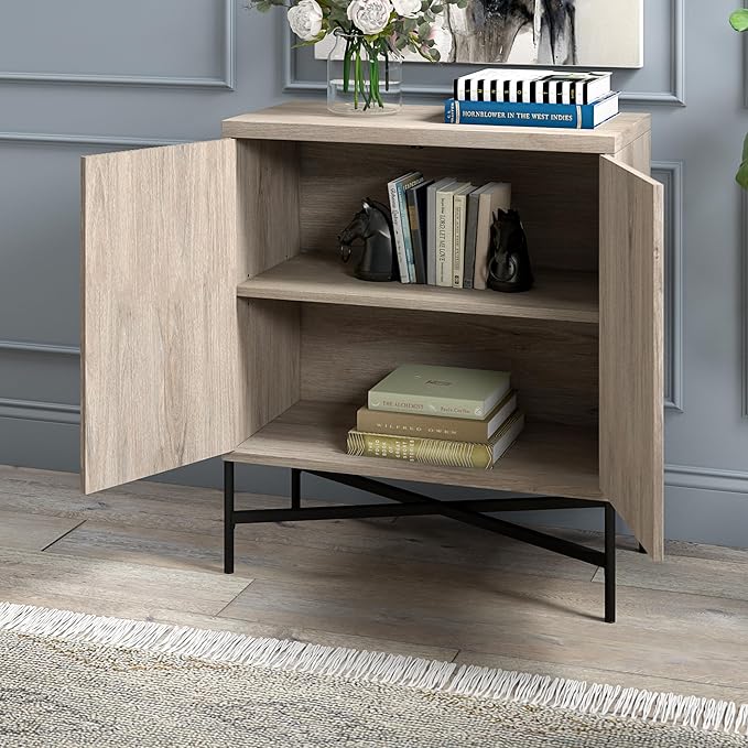 Henn&Hart 28" Wide Rectangular Accent Cabinet in Antiqued Gray Oak, for Home, Living Room, Bedroom, Entertainment Room, Office