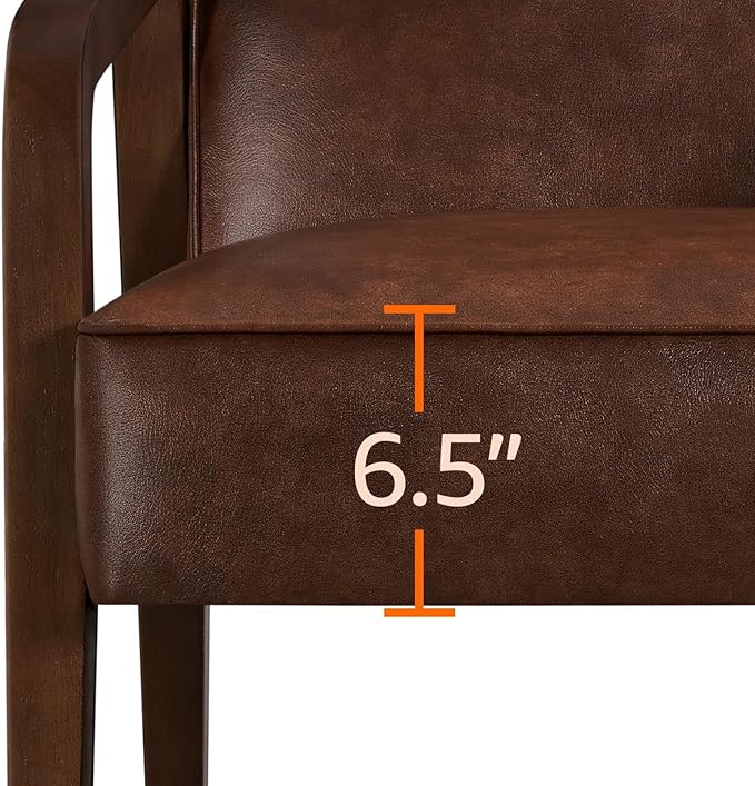 Yaheetech PU Leather Accent Chair, Mid-Century Modern Barrel Chair with Wooden Frame and Soft Thick Padded for Living Room Bedroom Home Office, 2 PCS, Dark Brown