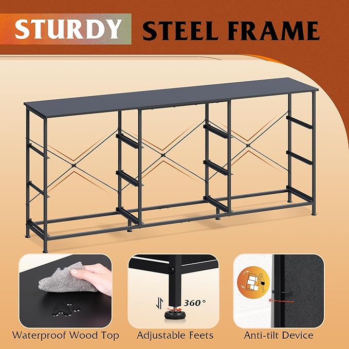 WLIVE 63''W Dresser for Bedroom, Black Dresser TV Stand for 65, 70, 75 inch TV, Wide Chest of Drawers with 9 Drawer, Large Entertainment Center, Fabric Dressers with Wood Top for Closet, Living Room