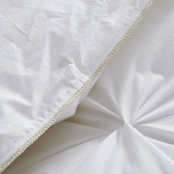 Luxurious All-Season Goose Down Feather Fiber Comforter Oversize Queen Duvet Insert (98x98), Exquisite Pinch Pleat Design- White, Premium Baffle Box, 100% Egyptian Cotton Cover, 70 oz. Fill Weight