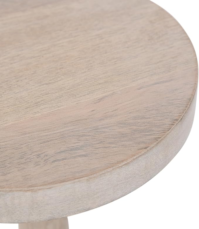 Kate and Laurel Wegner Coastal Wooden Round Drink Table, 8 x 23, Whitewash, Elegant and Durable Pedestal Table for Use as Small Drink Table, Plant Stand, or Decorative Item Display