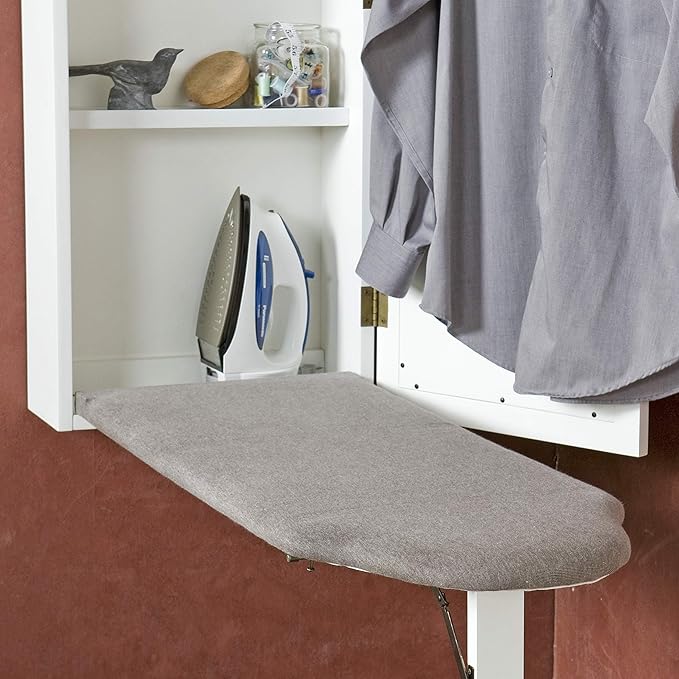 SEI Furniture Wall Mount Fold Ironing Center, 16 W x 7 D x 42 H (inches), White