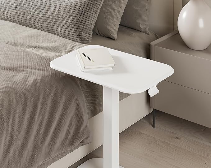 Ergohome™ ELEVANCE Table™ Height Adjustable Minimalist Tables, Laptop Desk, Living Room, Small Side Table, Drink Coffee End Table, Sofa Table for Bedroom, Study and Small Spaces (Table_WhiteCloud)