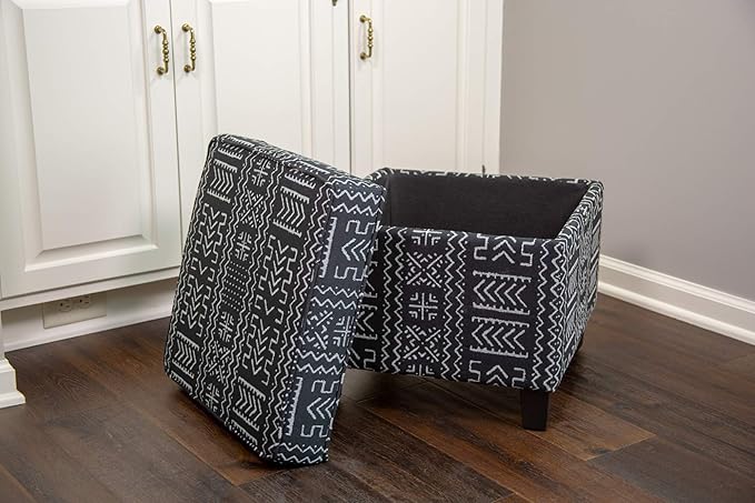 Homepop Home Decor | K7342-F2267 | Classic Square Storage Ottoman with Lift Off Lid | Ottoman with Storage for Living Room & Bedroom, Onyx, Large