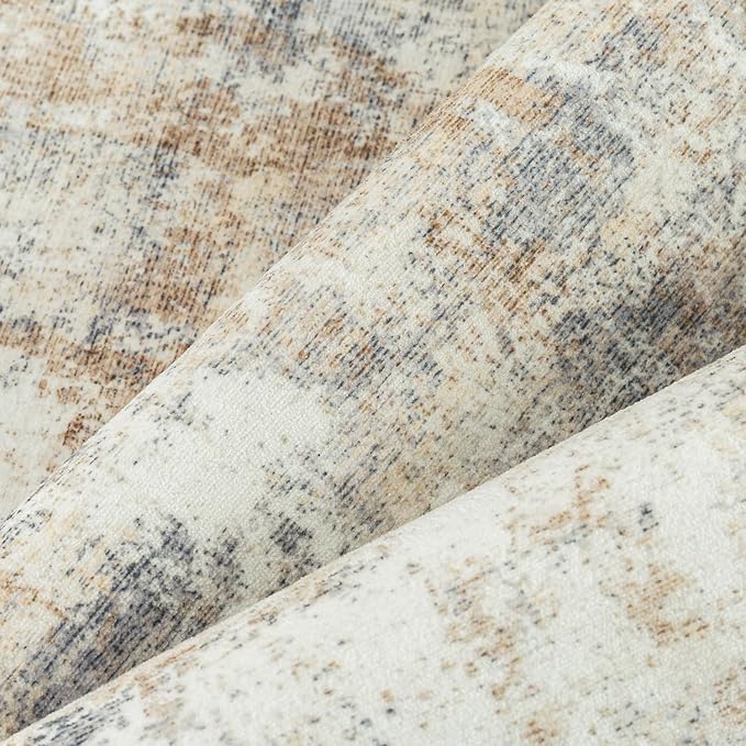 10x14 Washable Area Rug Gold Grey Neutral Abstract Living Room Bedroom Large Throw Rug Non Slip Soft Low Pile Indoor Floor Carpet for Dining Room Kitchen Office Entryway