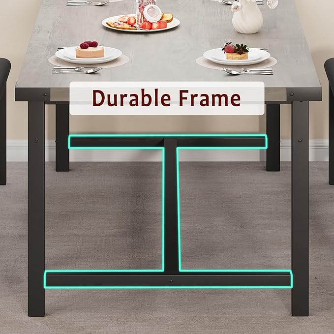 3-Piece Dining Table Set for 4-6 People, Extendable Kitchen Table Set with 2 Upholstered Benches, Dining Room Table Set for Apartment, Kitchen, Living Room, Gray