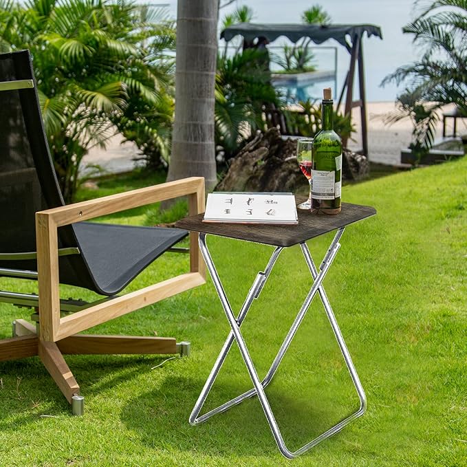 Garden 4 you TV Tray Table TV Dinner Tray with Sturdy MDF Set of 2,Eating Trays for Living Room with No Assembly Required,Small Folding Side Table 15 x 18.9 x 26in (3D,2PCS)