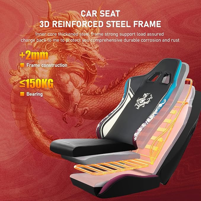 GTPLAYER Gaming Chair with Bluetooth Speakers and Footrest, Dragon Series Video Game Chair ,Heavy Duty Ergonomic Chair,Esports Gaming Chair,Computer Office Desk Chair by GTRACING(Black)