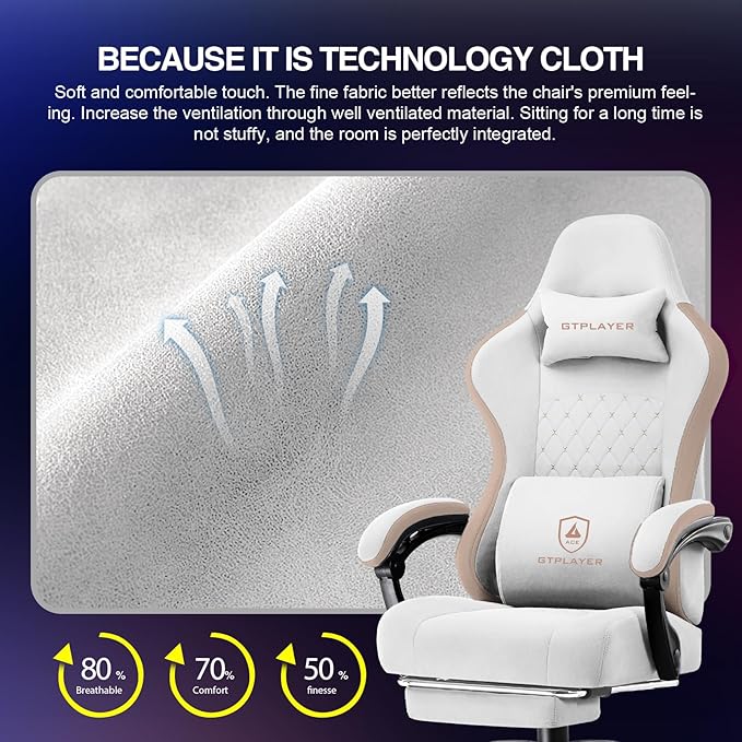 GTPLAYER Gaming Chair, Computer Office Chair with Pocket Spring Cushion, Linkage Armrests and Footrest, High Back Ergonomic Computer Chair with Lumbar Support Task Chair with Footrest