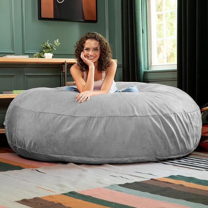 Jaxx 6 Foot Cocoon - 2-in-1 Convertible Bean Bag Bed & Large Bean Bag Chair for Adults, Microsuede Platinum