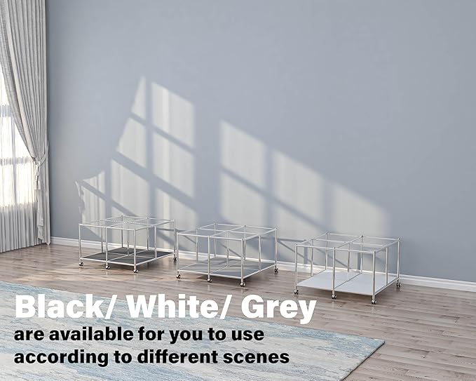 Matte Coffee Table with Open Storage, Square Tempered Glass Storage Rolling Coffee Table, Modern Design for Living Room, Meeting Room (White)