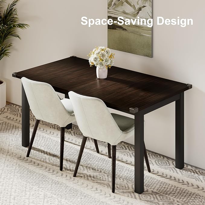 Feonase 63" Extendable Kitchen Table, Modern Farmhouse Dining Table for 4-8, Wooden Dining Room Table for Small Space, Dining Room, Home Office, Living Room Furniture, Espresso