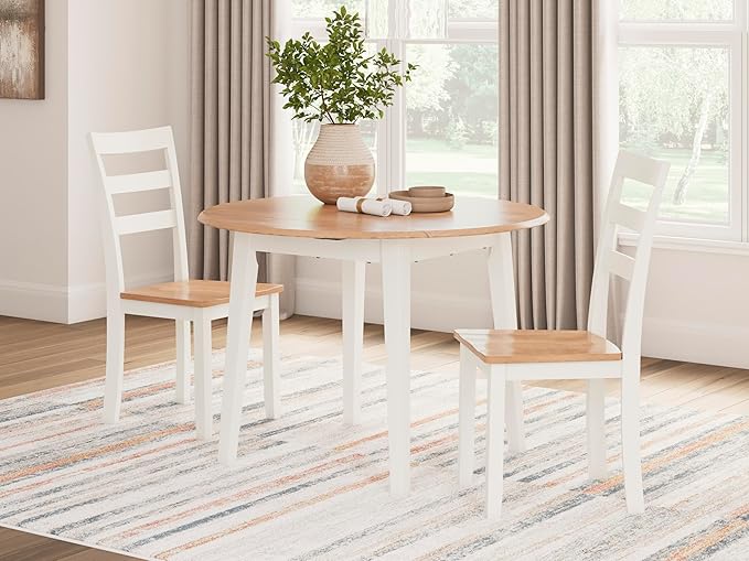 Signature Design by Ashley Gesthaven Solid Wood Frame Dining Chair, Set of 2, White/Natural