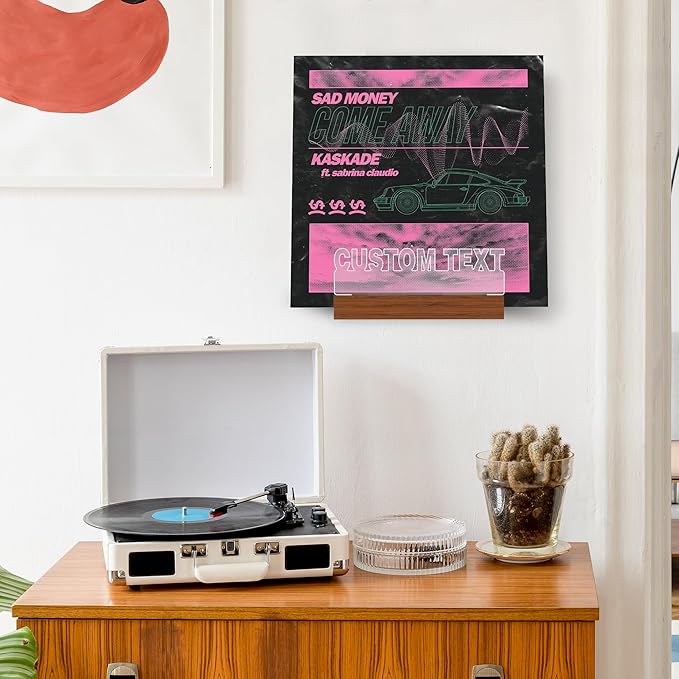 Customized Vinyl Record Stand, Light up Record Holder, Wooden Acrylic Display with Warm White Lights for Albums, Room Decor, for Vinyl Lovers