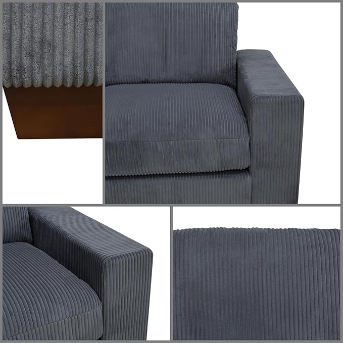 Sectional Couches for Living Room, Stylish Sectional Loveseat Sofa with Deep Seats, Living Room Furniture Home Sofa for Small Space, Cool Gray