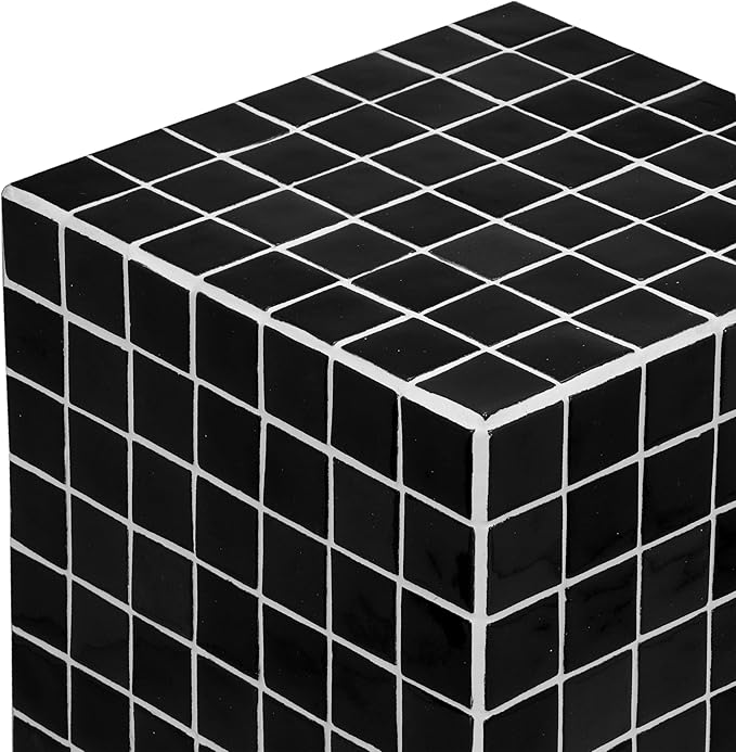JONATHAN Y END2000L Callista 18" Modern Bohemian Ceramic Tiled Rectangle End Table, Side Table, Accent Table for Living Room, Bedroom, Black/White