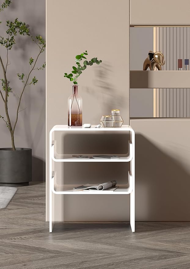 Clear Acrylic 3-Tier End Table/Nightstand – Sleek Bedside Storage with Durable Design, Perfect for Bedrooms, Living Rooms, or Modern Interiors – Ideal as a Bedside Table or Sofa Side Piece