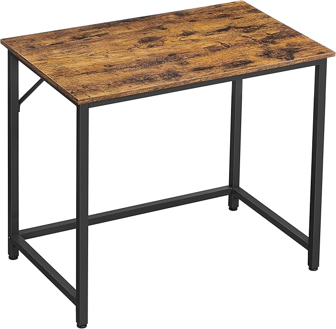 VASAGLE Computer Desk, Gaming Desk, Home Office Desk, for Small Spaces, 19.7 x 31.5 x 29.5 Inches, Industrial Style, Metal Frame, Rustic Brown and Black ULWD038B01