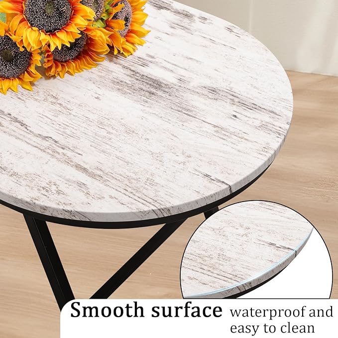 Folding Small Coffee Table Wood Low Coffee Tables with Metal Legs Portable Oval Center Table Rustic Farmhouse Furniture for Living Room Small Spaces Apartment