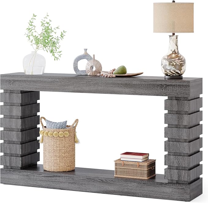 Tribesigns 70.8-Inch Long Console Table, Wood Entryway Table with Storage, Narrow Sofa Table for Living Room Entryway Hallway (Gray)