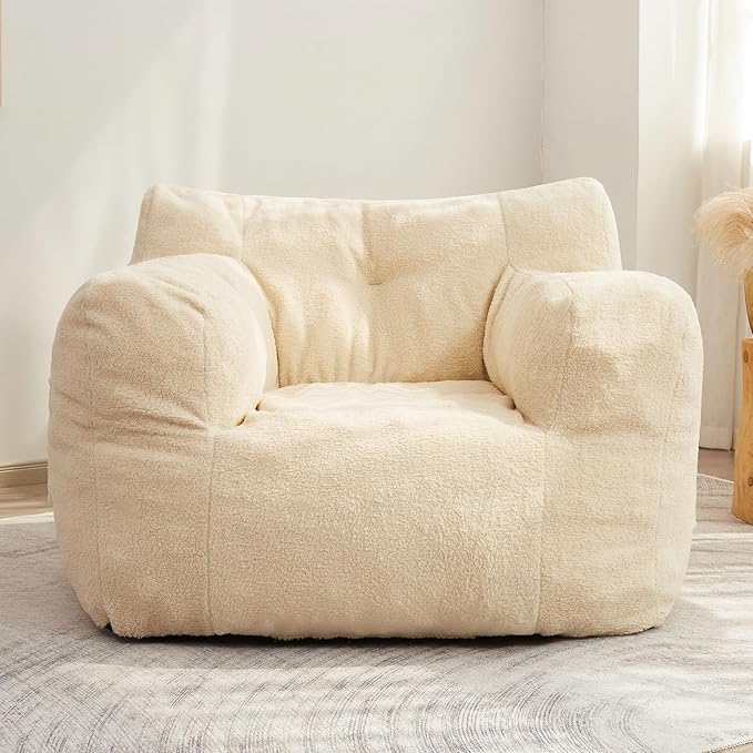 HIGOGOGO Giant Bean Bag Chairs for Adults,Big Comfy Chair Sofa for Bedroom Living Room, Large Lazy Bean Bag Chair with Pocket Armrests for Gaming, Reading