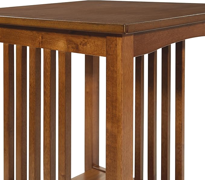 OSP Home Furnishings Sierra Side Table with Lower Storage Shelf and Mission Style Side Panels, Ash Brown