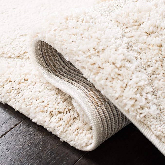 SAFAVIEH Florida Shag Collection Area Rug - 6' x 9', Creme & Creme, Scroll Design, Non-Shedding & Easy Care, 1.2-inch Thick Ideal for High Traffic Areas in Living Room, Bedroom (SG455-1111)