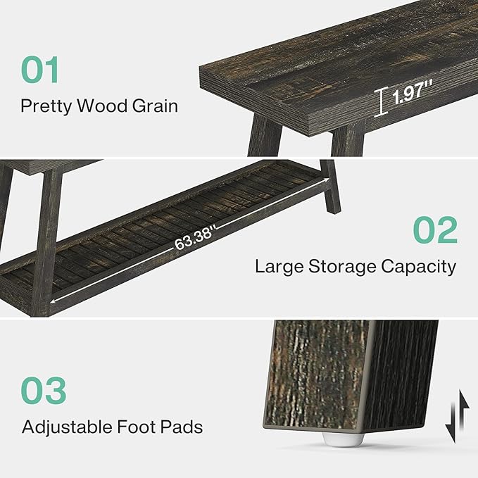 Tribesigns 70.86-Inch Console Table for Entyrway, Farmhouse 2-Tier Entry Entrance Table, Narrow Long Sofa Table Behind Couch, Dark Brown