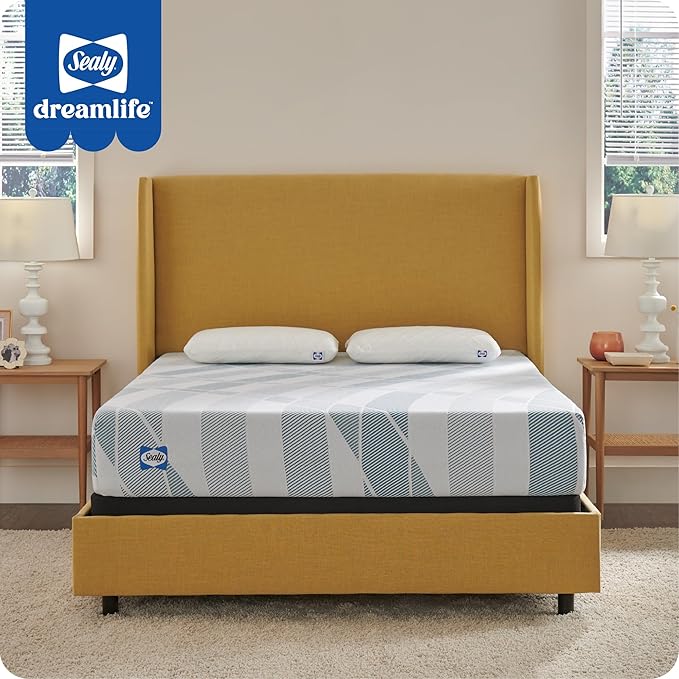 Sealy Dreamlife 10” Hybrid Mattress-in-a-Box, King, SealyComfort Gel Memory Foam, SealyResponsive Encased Coils, Surface-Guard Technology