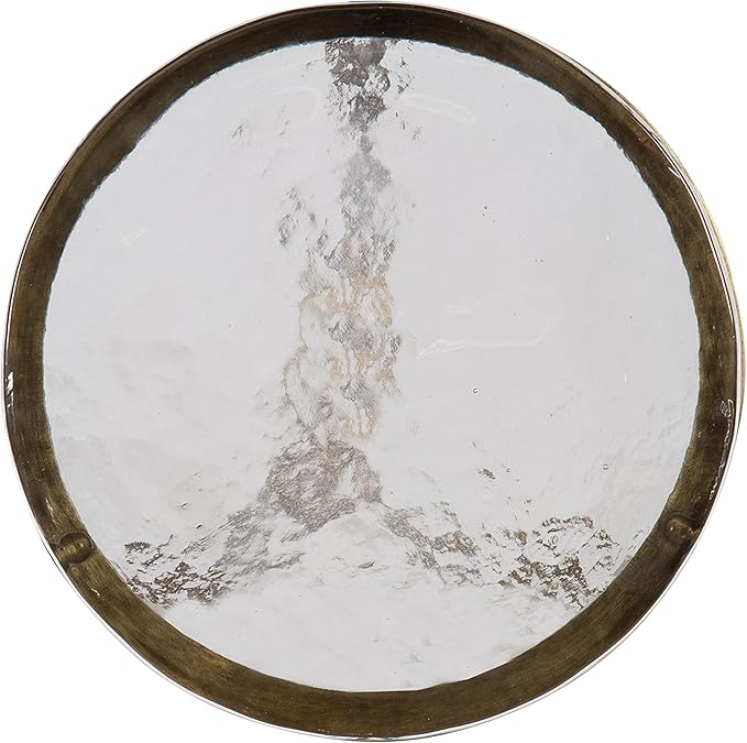 Kate and Laurel Aguilar Modern Drink Table; 9 x 9 x 23; Brass with Clear Glass; Detailed Glass Accent Table for Small Spaces