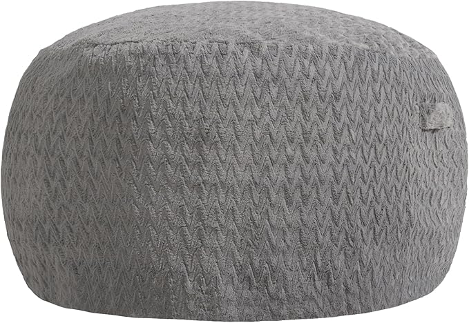 Hobestluk 4ft Bean Bag Chairs for Adults Large Beanbag Chair with Chevron Plush Fur Cover Big Bean Bag Chair for Living Room Bedroom Dorm Office - Grey (44” x 44” x 24”)