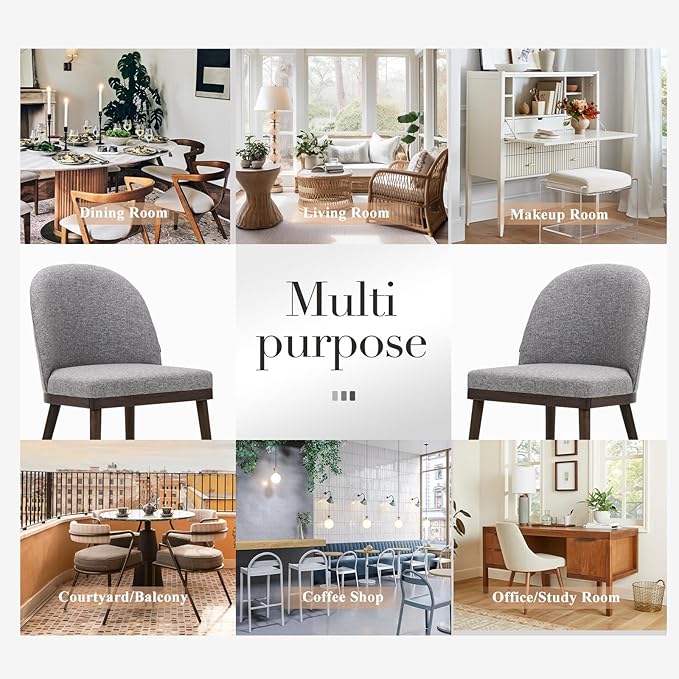 COLAMY Upholstered Dining Chairs Set of 4, Large Dining Room Kitchen Chairs with High Back and Deep Seat, Modern Fabric Dinner Chairs with Wood Legs, Dark Grey